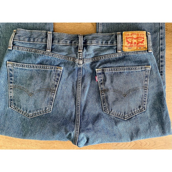 W38 L30 Levi’s 505 Denim Blue Jeans Men Red Label Regular Relaxed Fit - Picture 4 of 7